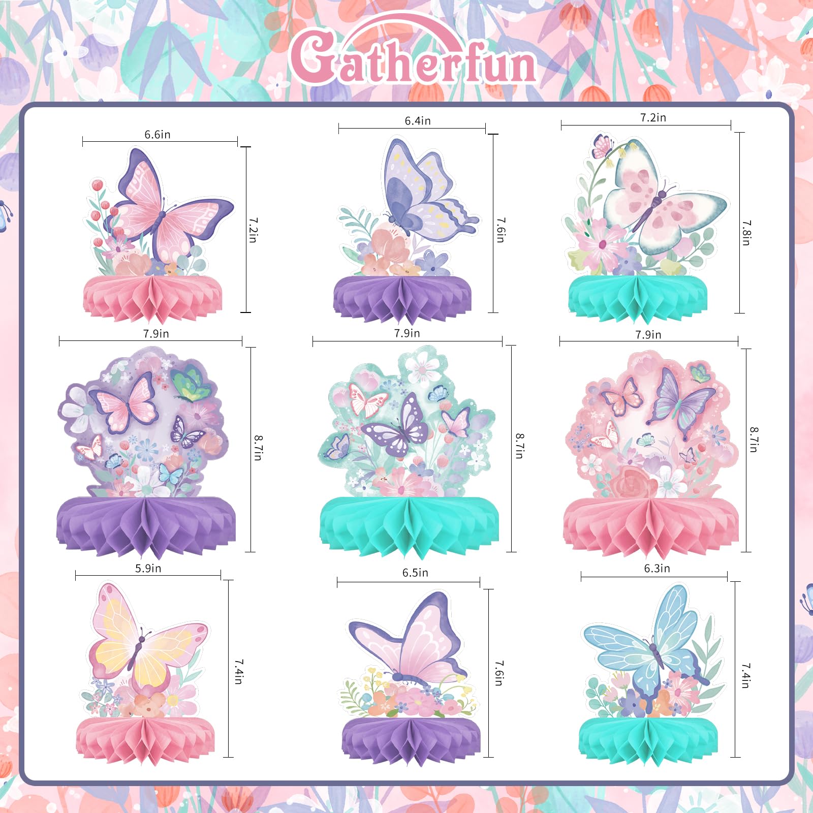 Gatherfun spring butterfly table decor brings colorful charm to kids birthday celebrations.