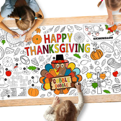 Gatherfun family fun Thanksgiving poster with a large coloring area for kids' creativity.