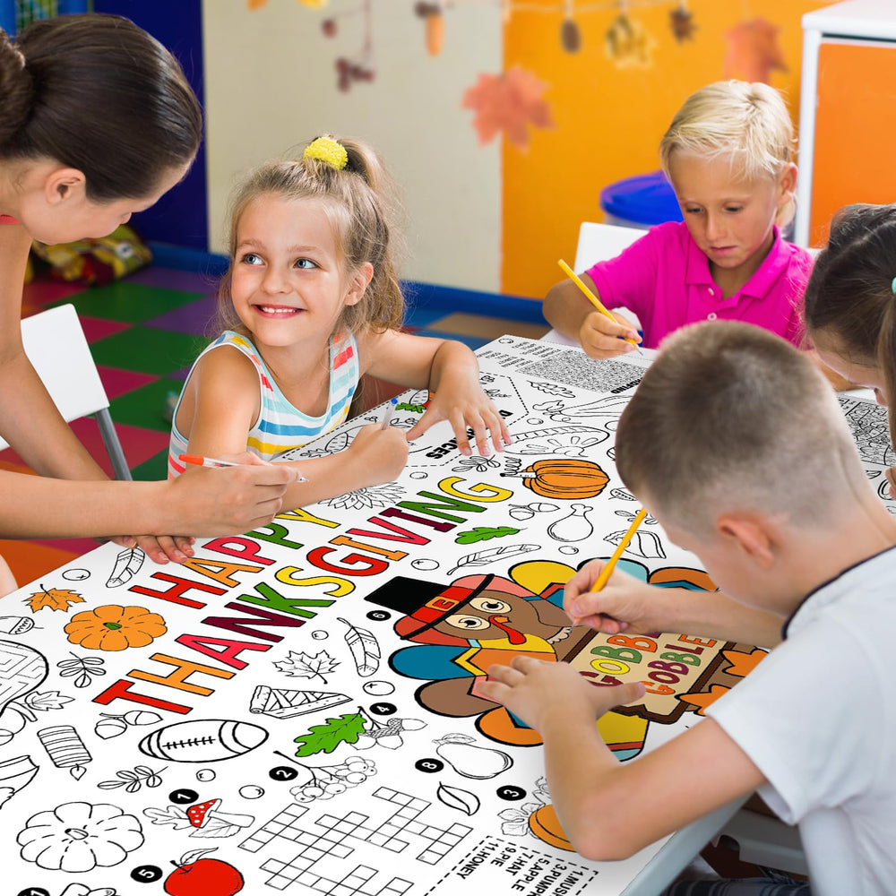 Gatherfun poster doubles as a table cover to protect surfaces.