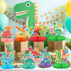 Gatherfun volcano decor complements the dinosaur table setting