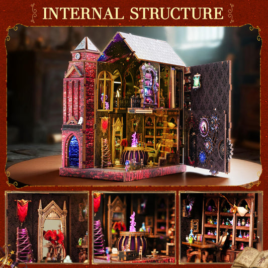 GATTLELIC Book Nook Kit potion brewing scene highlighting creative DIY hours.