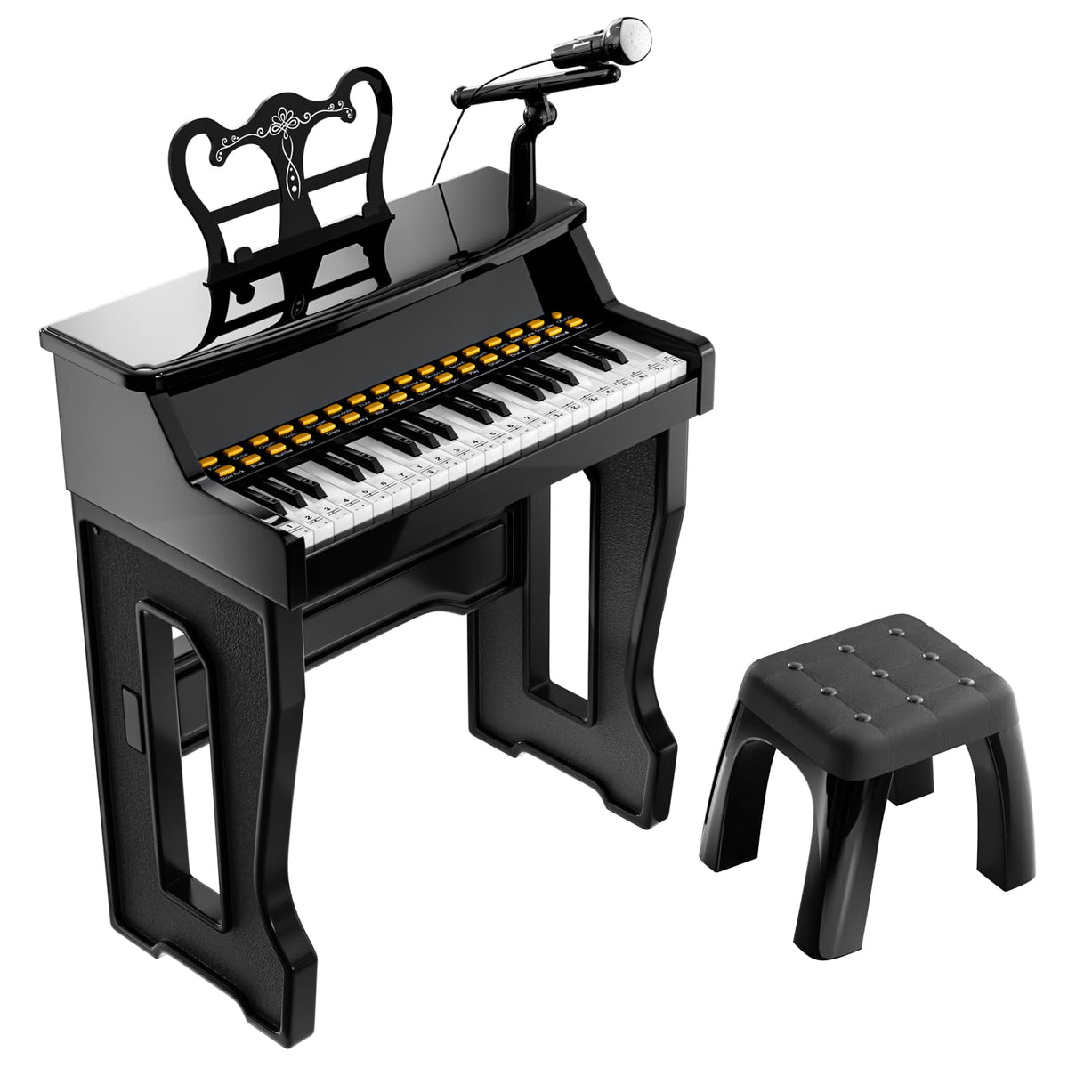GAYUPLO 37-key piano with stickers supports early musical exploration for kids.