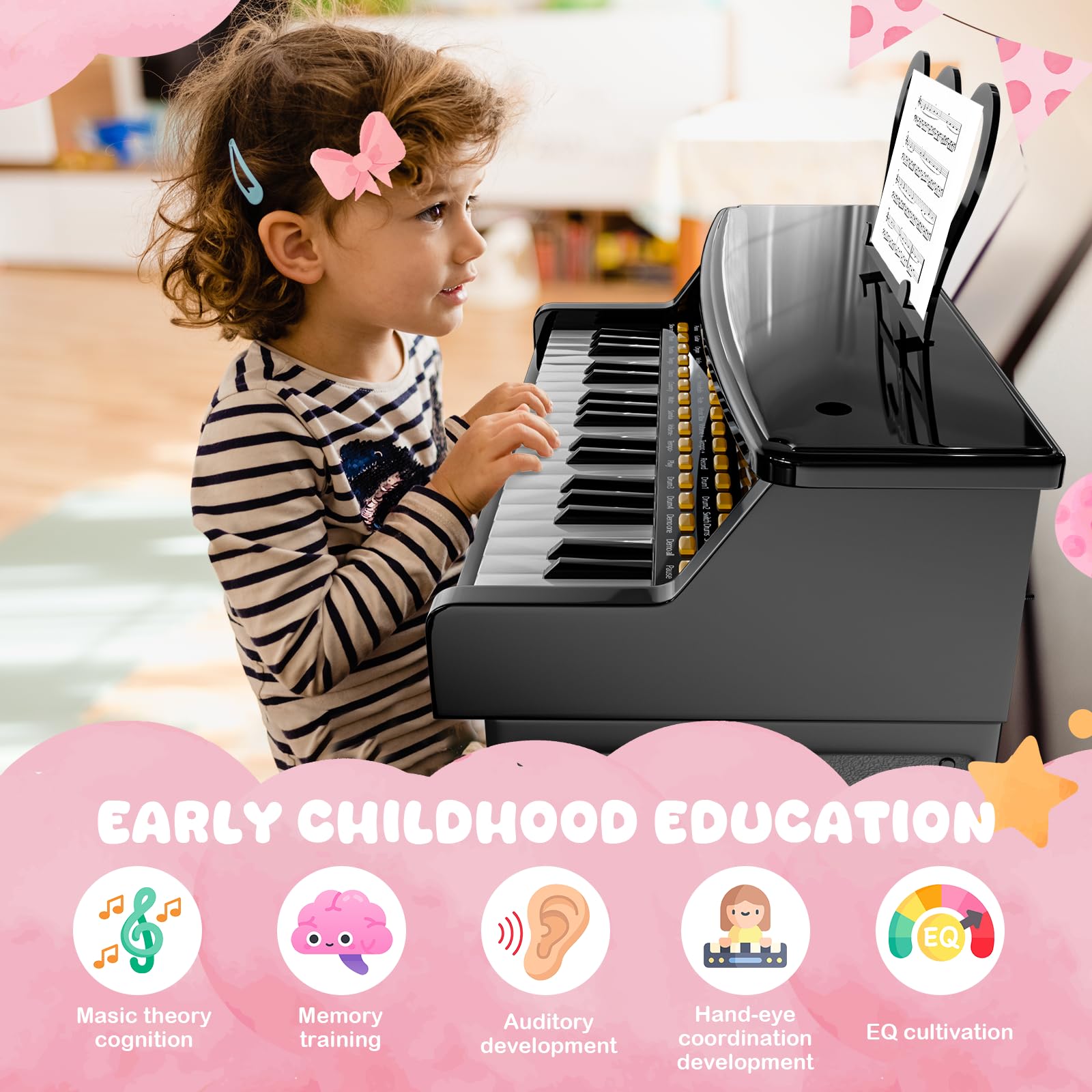 GAYUPLO compact 37-key keyboard is easy to store after playtime.