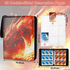 Gbchais Fire & Ice Dragon binder offers 900-card capacity for large collections.