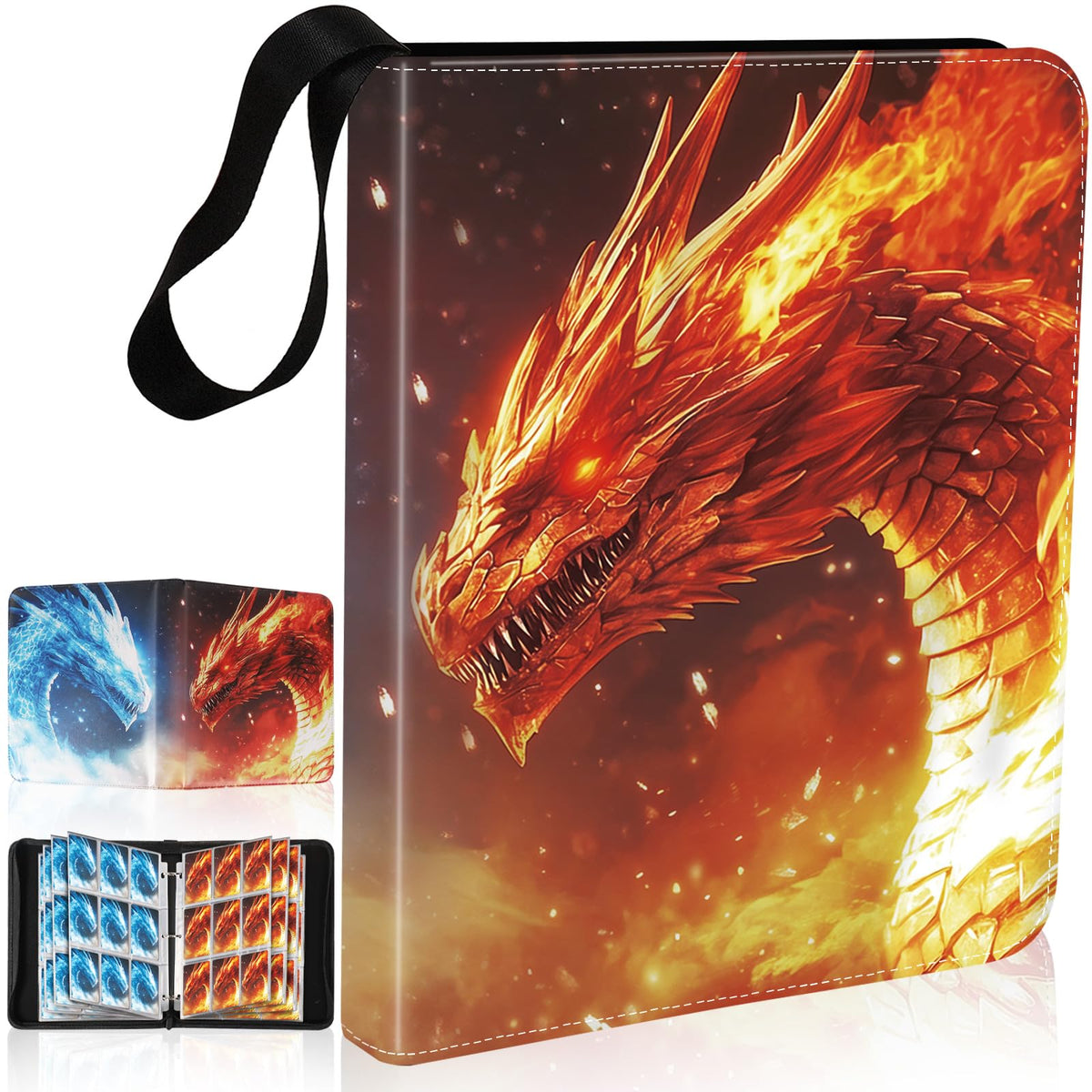 Gbchais Fire & Ice Dragon binder cover shows durable PU leather protection for travel.