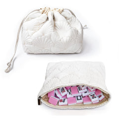 Gberlczz mahjong bag front view, compact travel-ready tile storage.