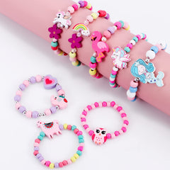 GC rainbow beads bracelet set adds color and joyful wear to outfits.
