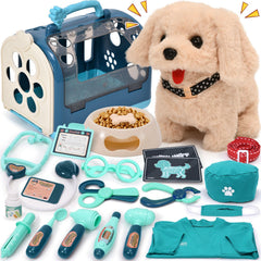 G.C 22Pcs Dog Vet Kit: electric dog walks and barks for engaging pretend play