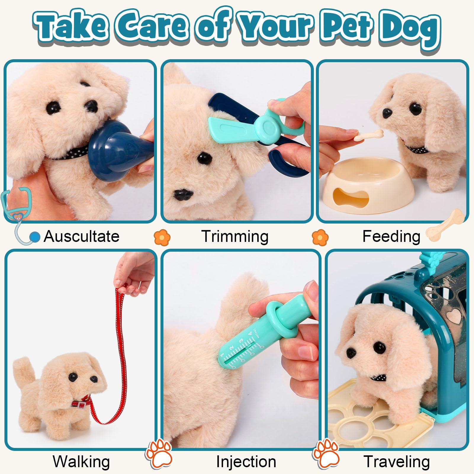 G.C 22Pcs Dog Vet Kit: stethoscope tool supports careful examination in play