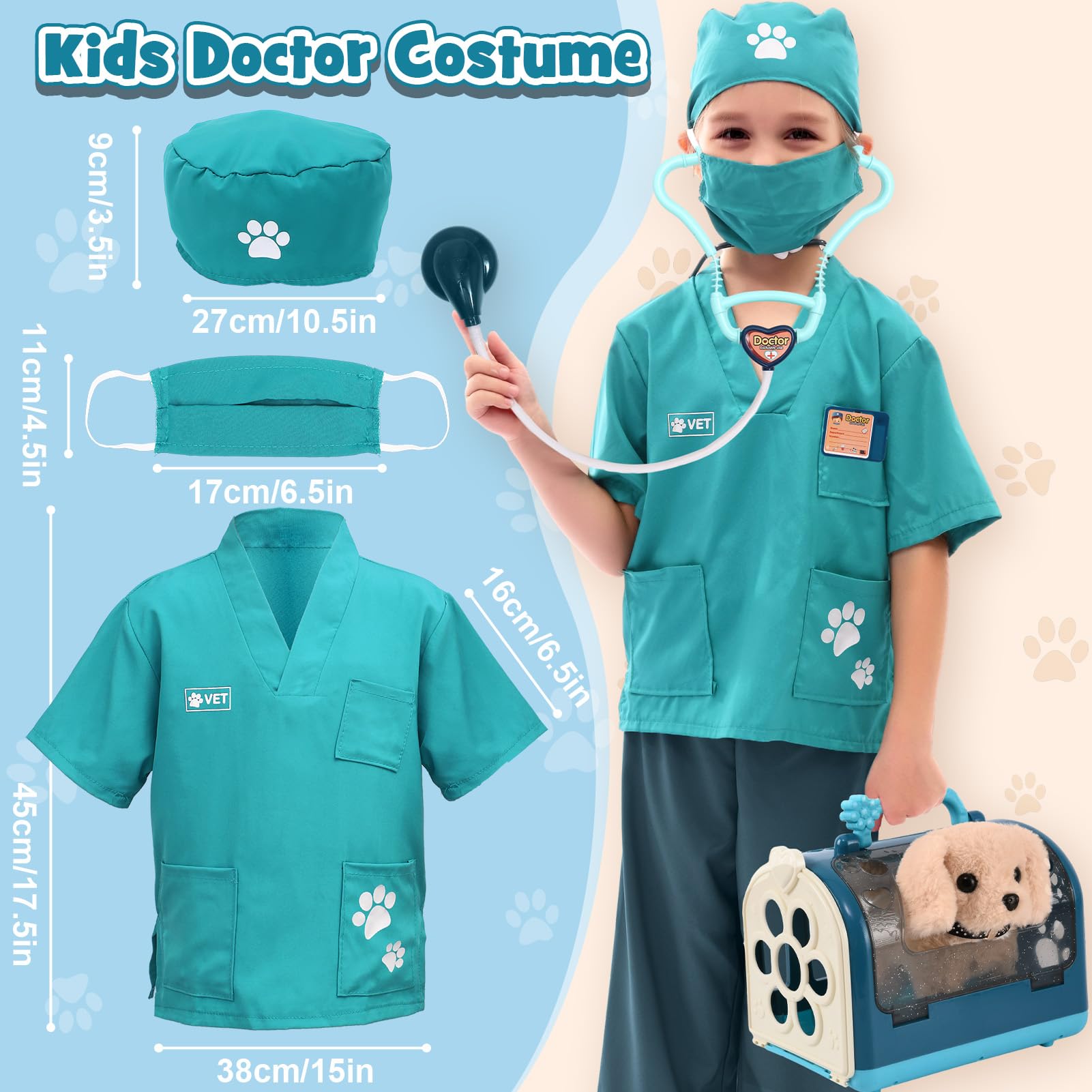 G.C 22Pcs Dog Vet Kit: syringe thermometer tools for playful health checks