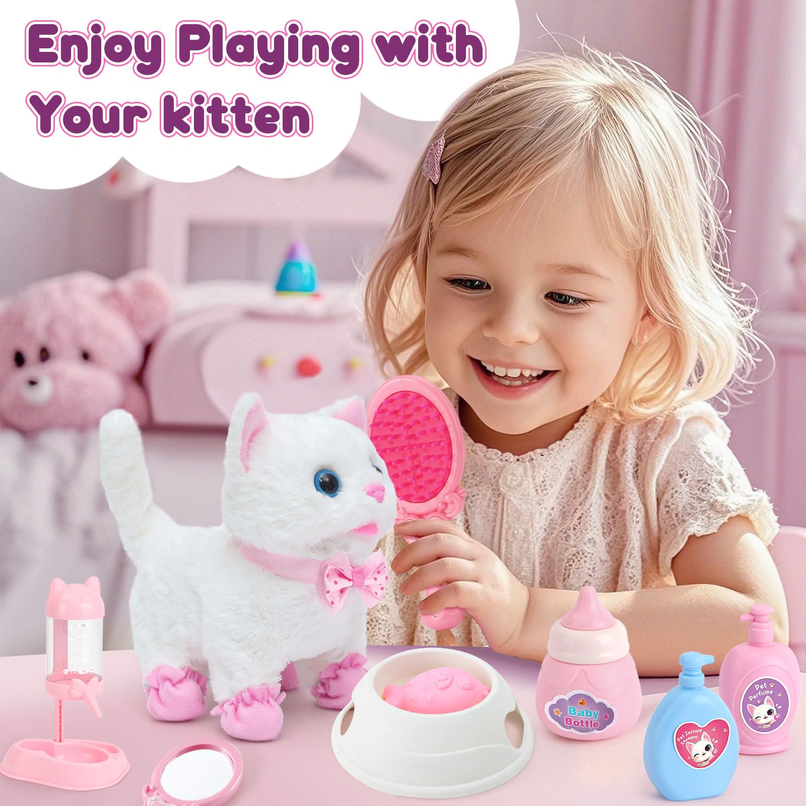 G.C Cat Toys plush cat accessories kit for complete caring role-play.