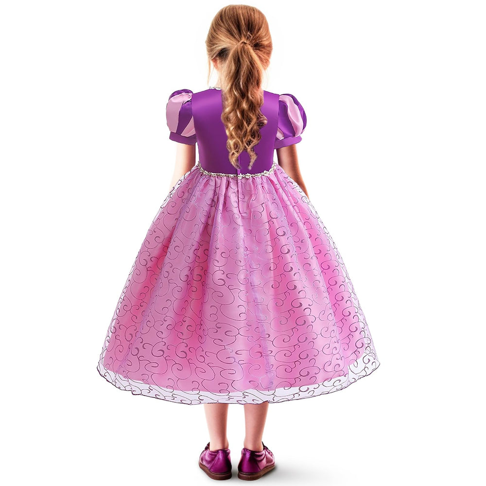 G.C puff sleeve dress with organza trim for elegant pretend outfits
