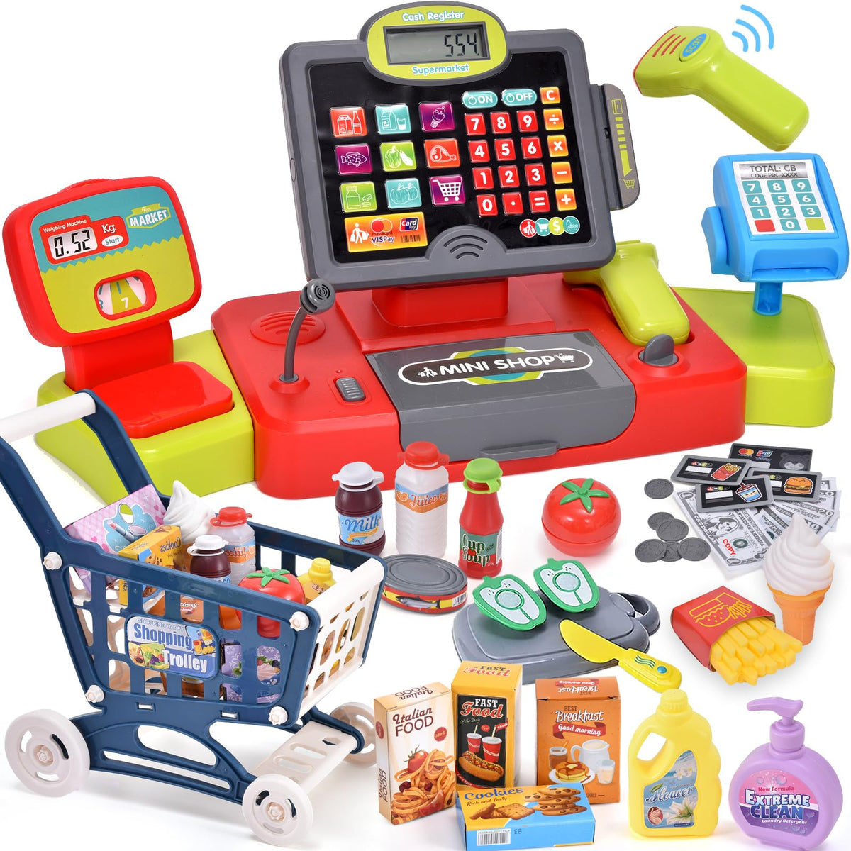 G.C Kids cash register with real calculator sounds for interactive math play.