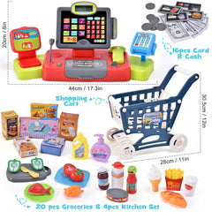 G.C shopping cart toy for pretend grocery shopping and family roleplay fun.