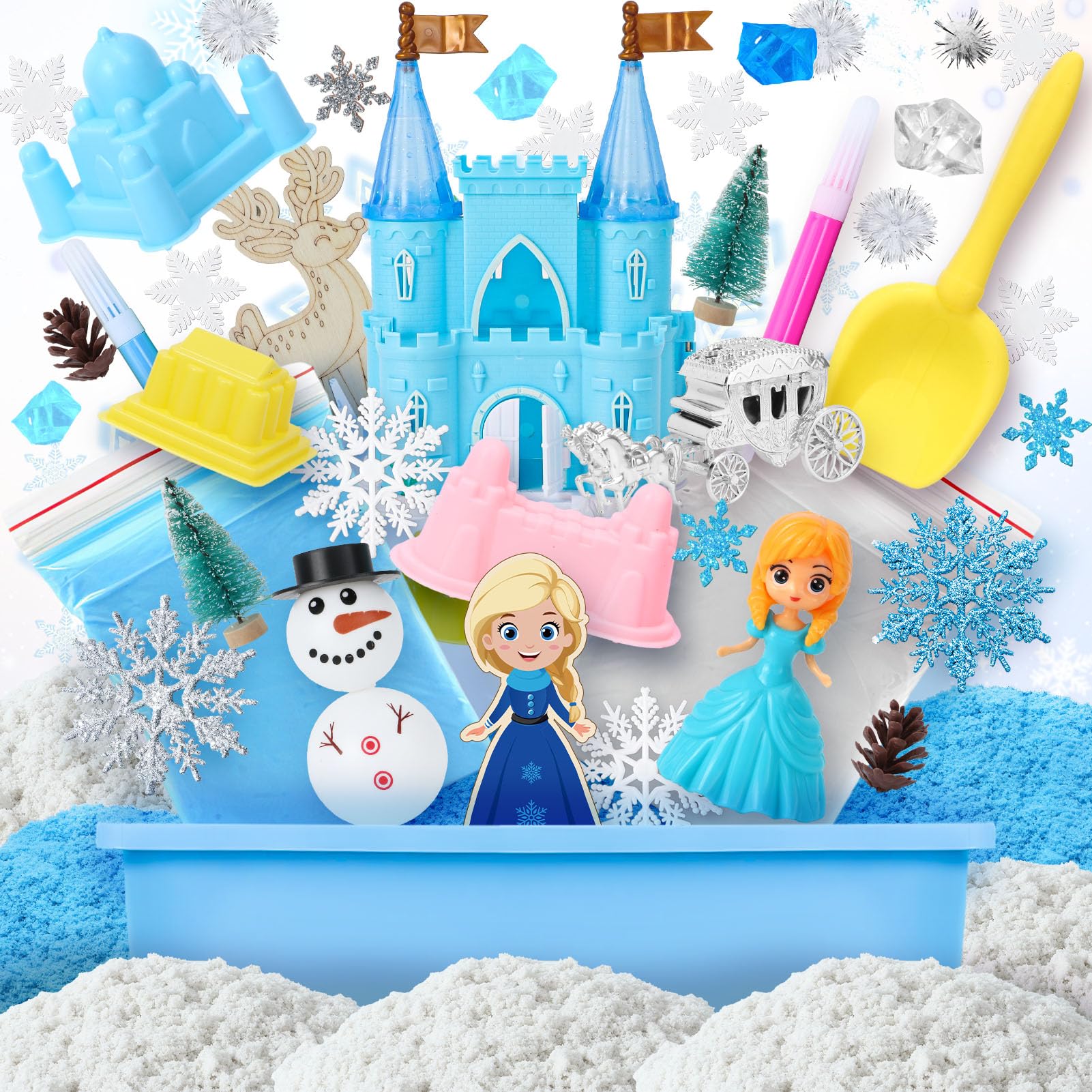 G.C Sensory Bin snowball pom poms for interactive snow battles