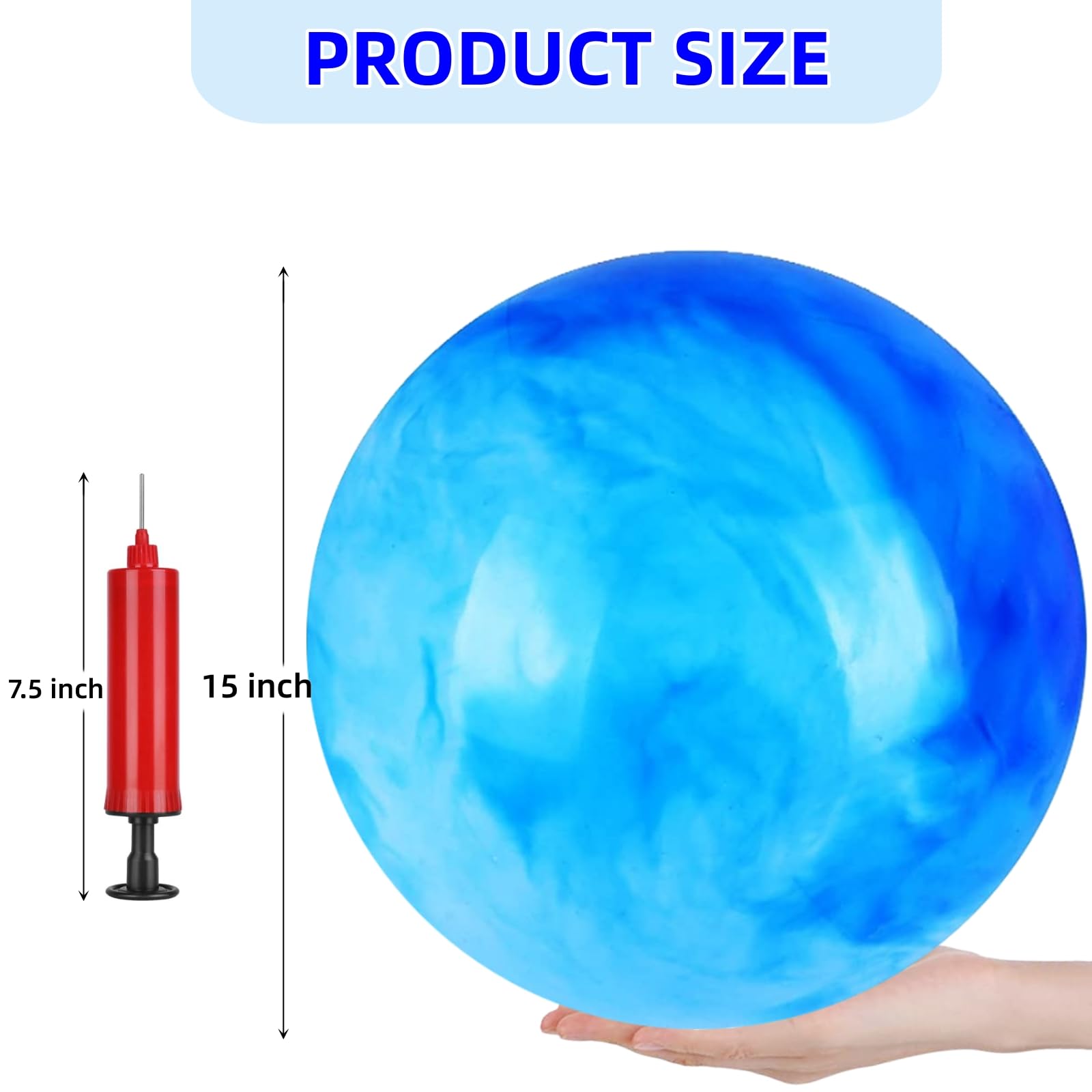 GCQJOQ marble ball 15inch red blue inflated image highlights soft grip.