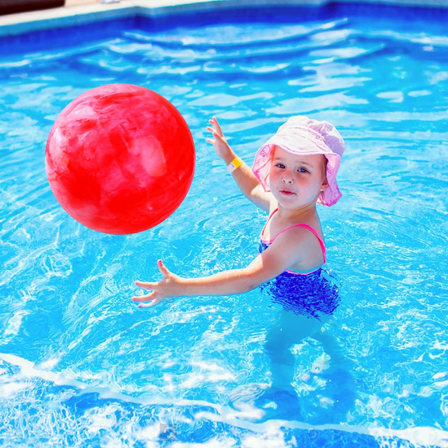 GCQJOQ marble ball 15inch red blue side view for active outdoor fun.