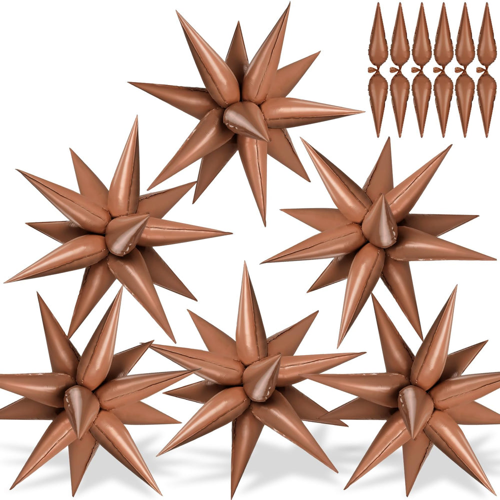 GCTWFYK chocolate color star balloons in a 26-inch display for a wedding backdrop.