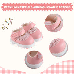 GDLSYLGHY Labubu doll shoes pink laces; side shot, secure fit for playtime.