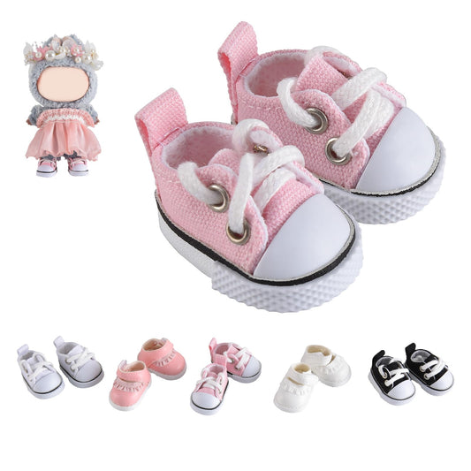 GDLSYLGHY Labubu pink canvas doll shoes for 4-7 inch dolls with secure fit.
