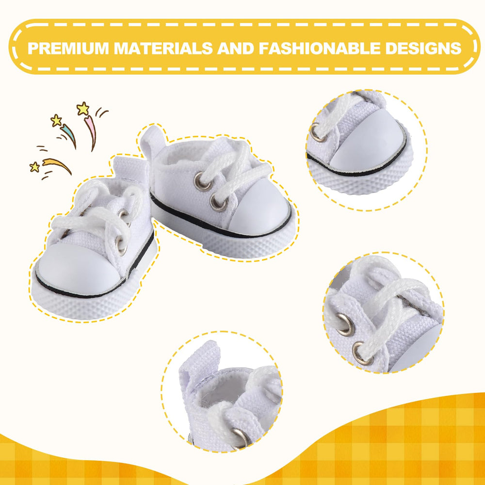 GDLSYLGHY white canvas Labubu shoes compatible with Labubu doll clothing ensembles.
