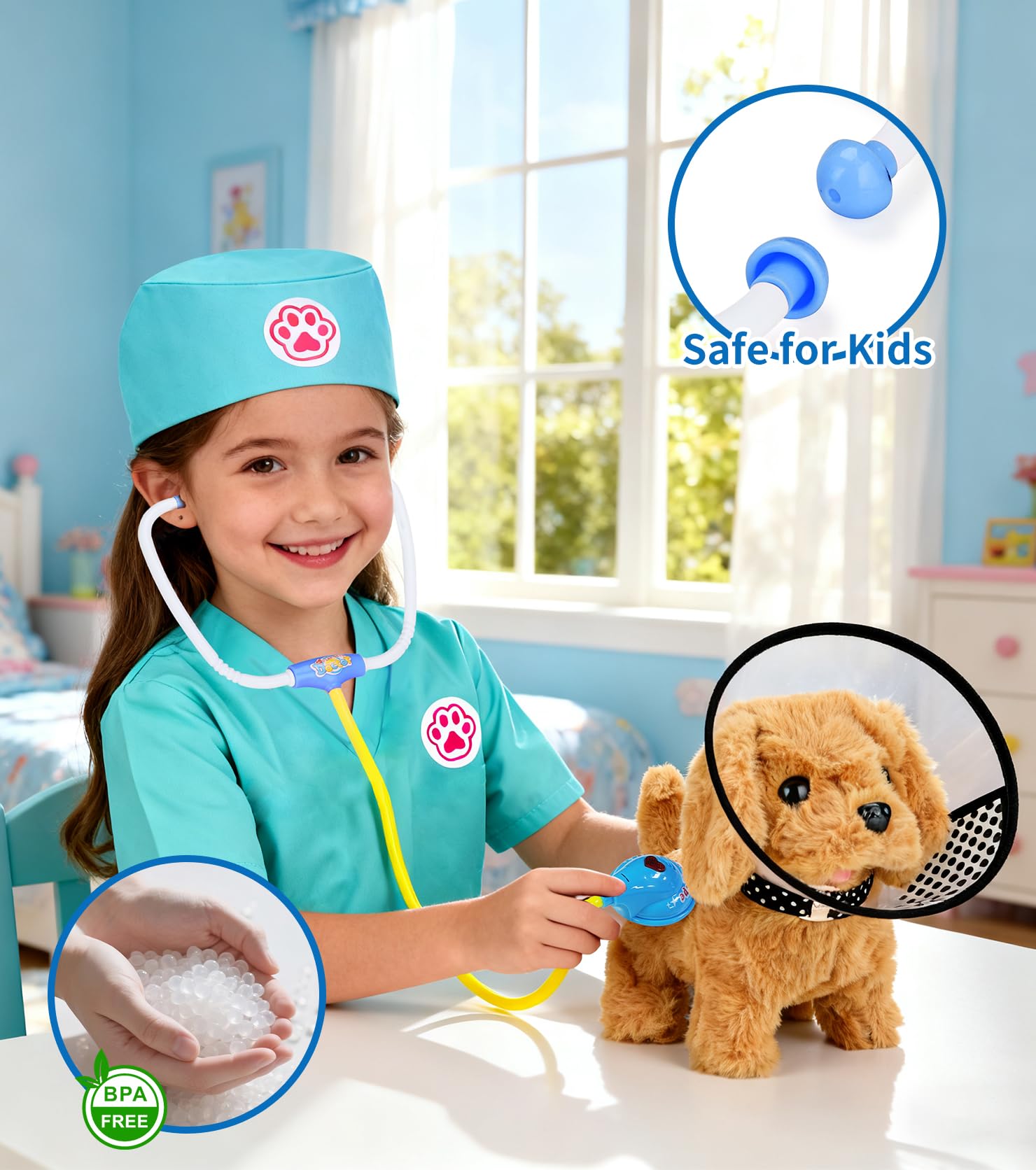 GDUNDUNL toy doctor kit feeding bowl and milk bottle for pet care scenes