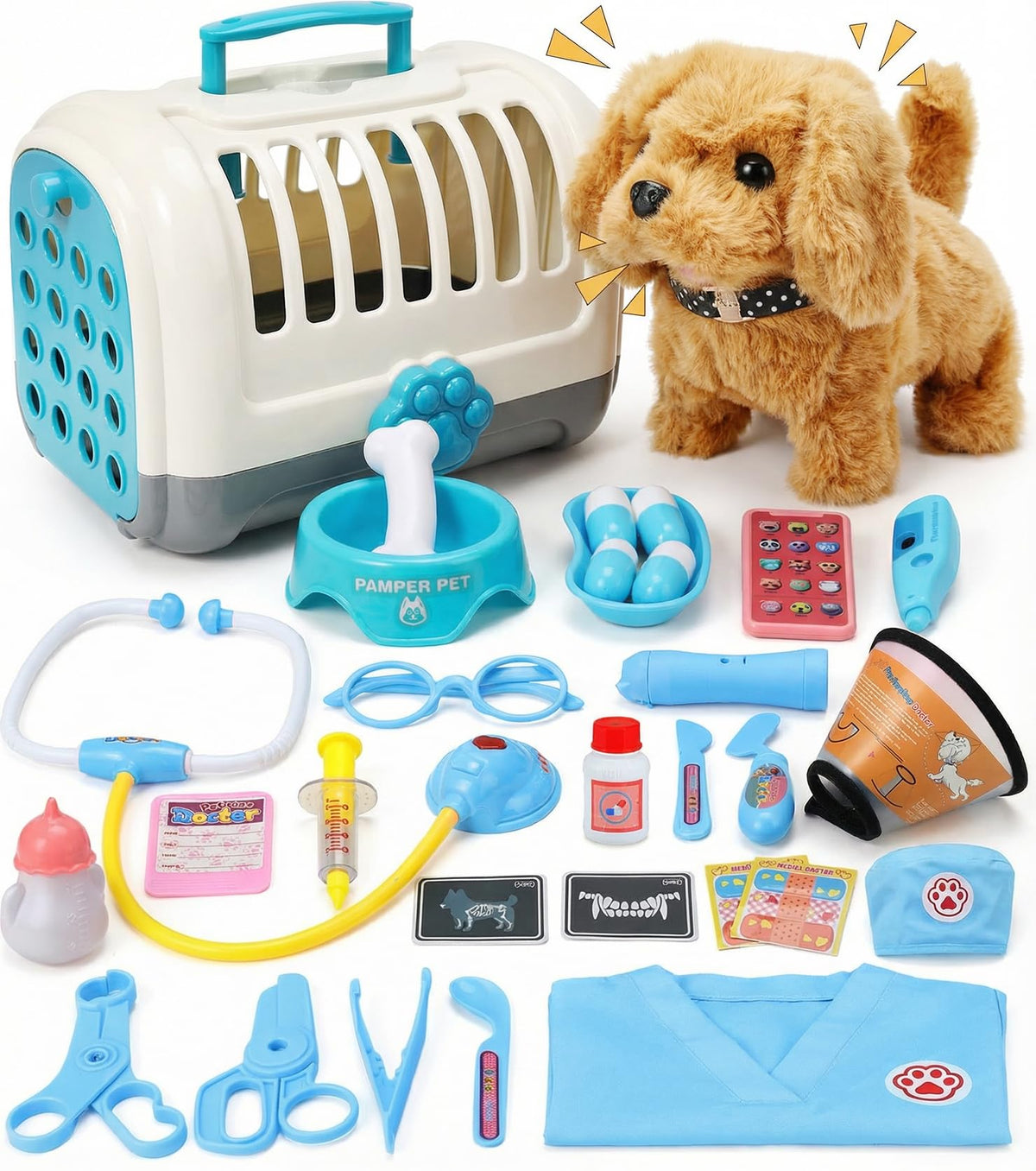 GDUNDUNL toy doctor kit with interactive dog for pretend play and storytelling