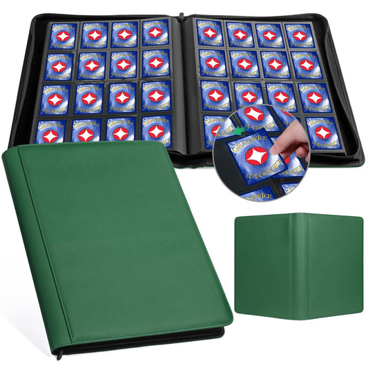 GEAoffice 16-pocket binder front view in green shows 1024-card capacity.