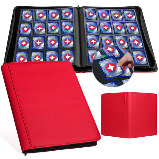 GEAoffice 16-pocket binder red front cover, durable PU leather and secure organization for collections.