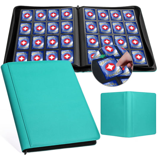 GEAoffice turquoise binder showing large 16-pocket layout for MTG and sports cards