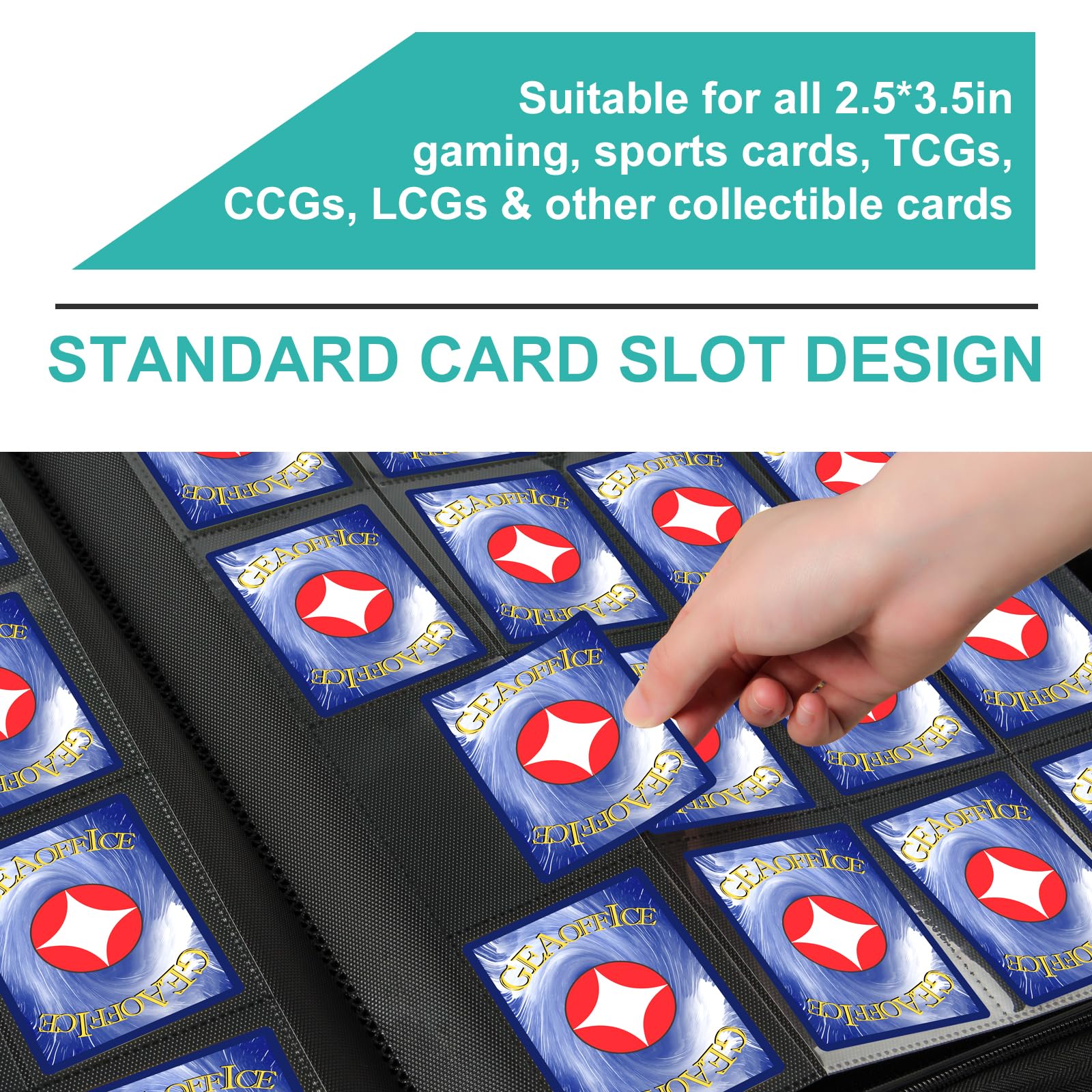 GEAoffice zippered closure keeps cards secure during transport