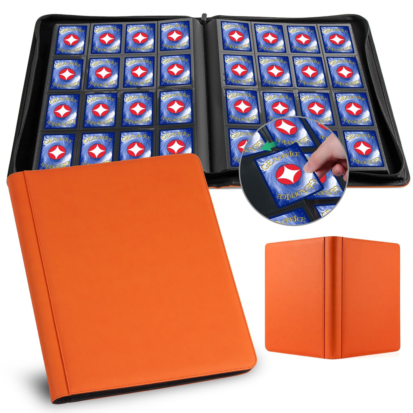 GEAoffice 16-pocket binder front closeup for easy card organization and display.