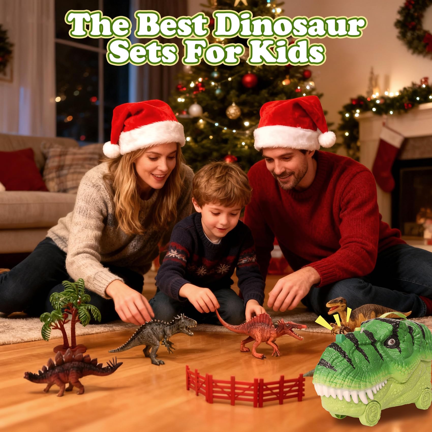 Gearvibe dinosaur figures packaging shown for gift-ready presentation.