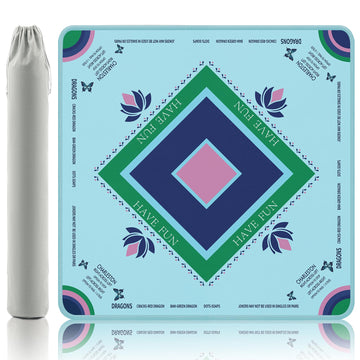 Gedgan Turquoise Mahjong Mat with lotus butterfly artwork for serene game nights.