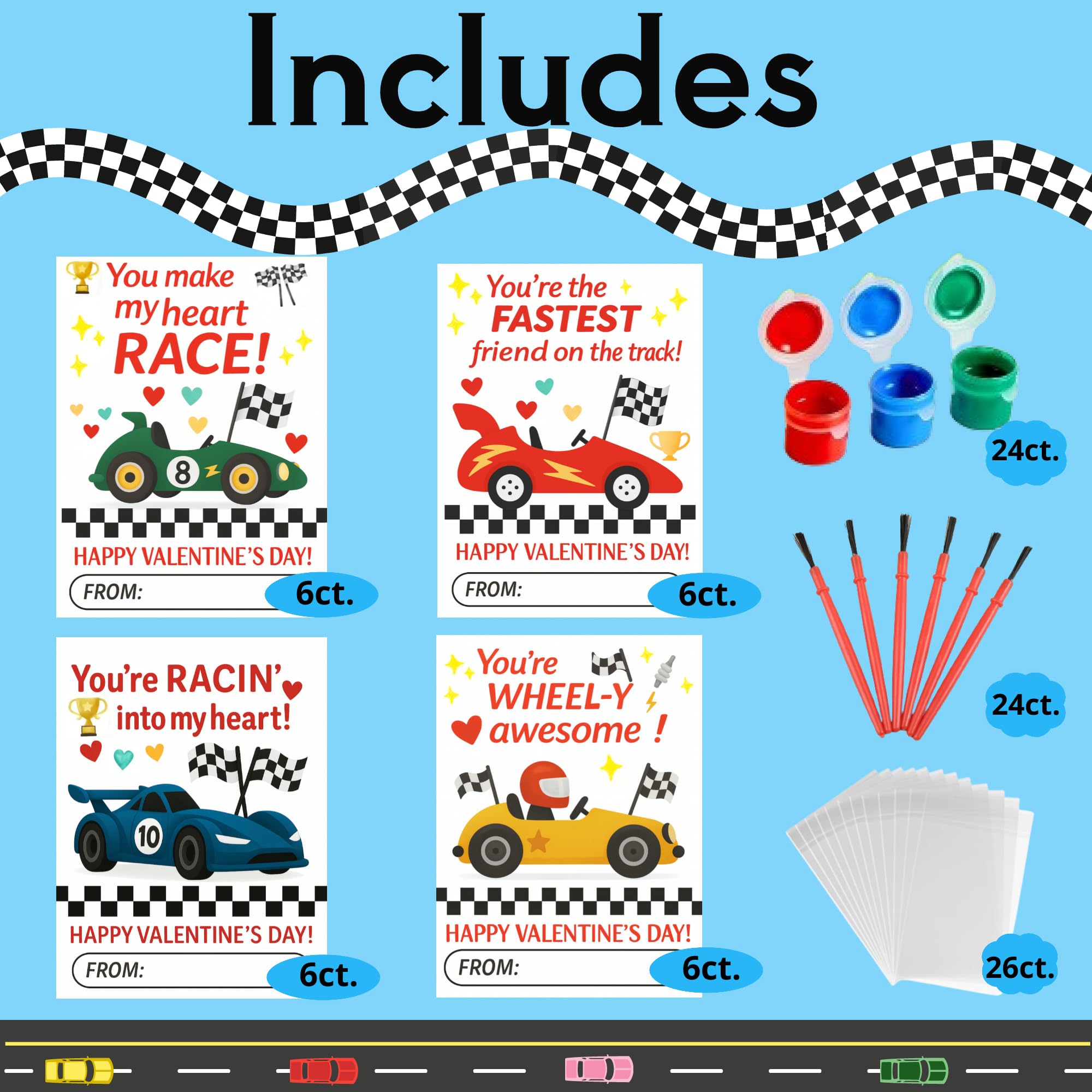GeecozyLife DIY Valentines components arranged for classroom activities