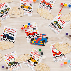 GeecozyLife race car cutouts for colorful Valentine crafts and class projects