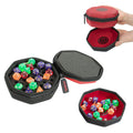 GEEKON red padded dice case, outer view, secure travel companion.