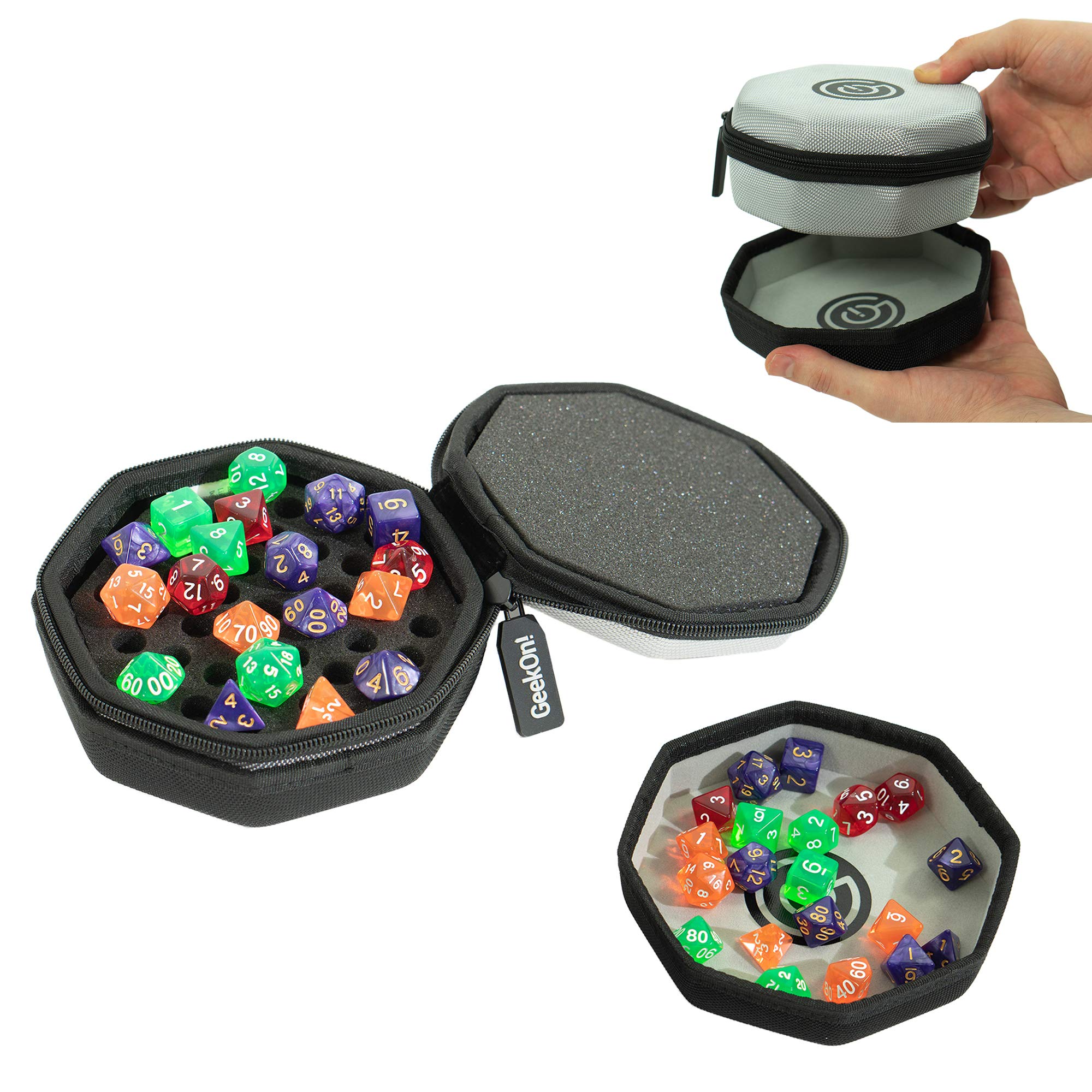 GEEKON protective padded dice case protects dice during transport and storage