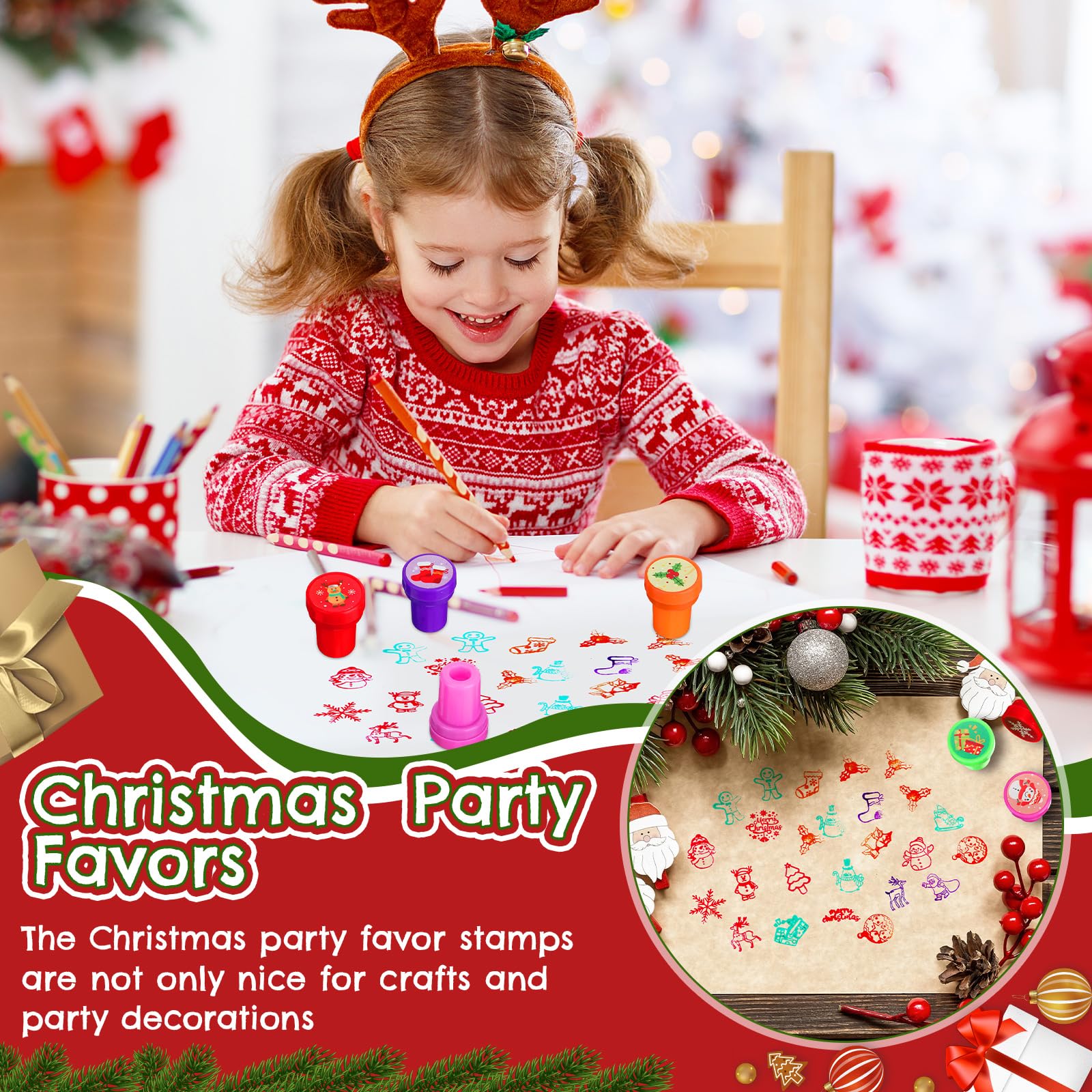 Geelin Christmas stamps Christmas-tree design brightens cards and scrapbooks.