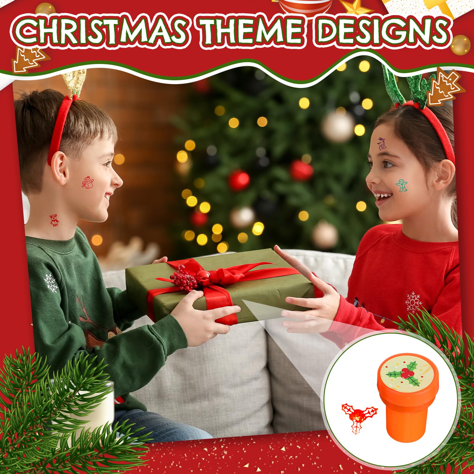 Geelin Christmas stamps stocking motif for gift bags and keepsakes.