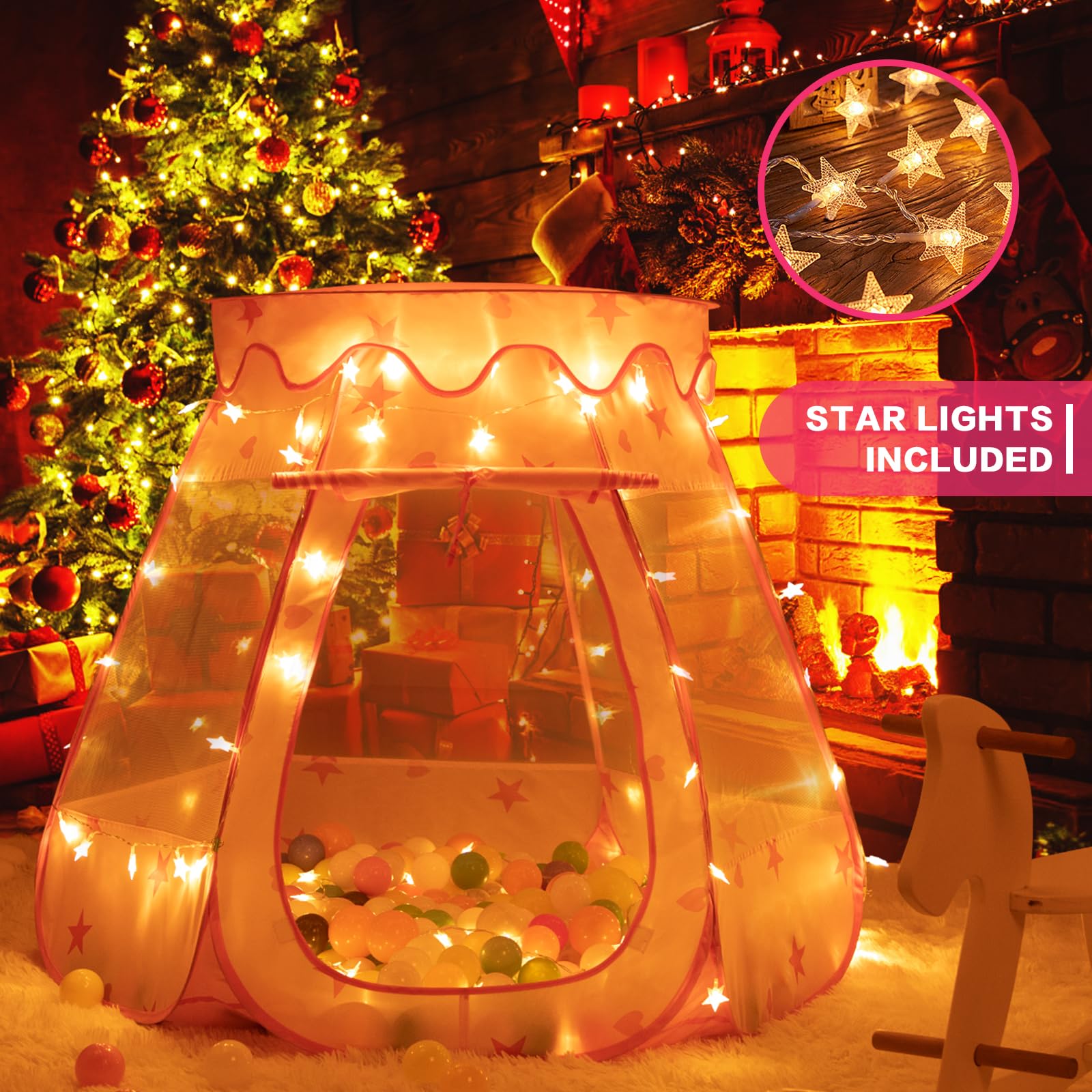 GeerWest pop-up princess tent opens instantly for quick setup during playtime.