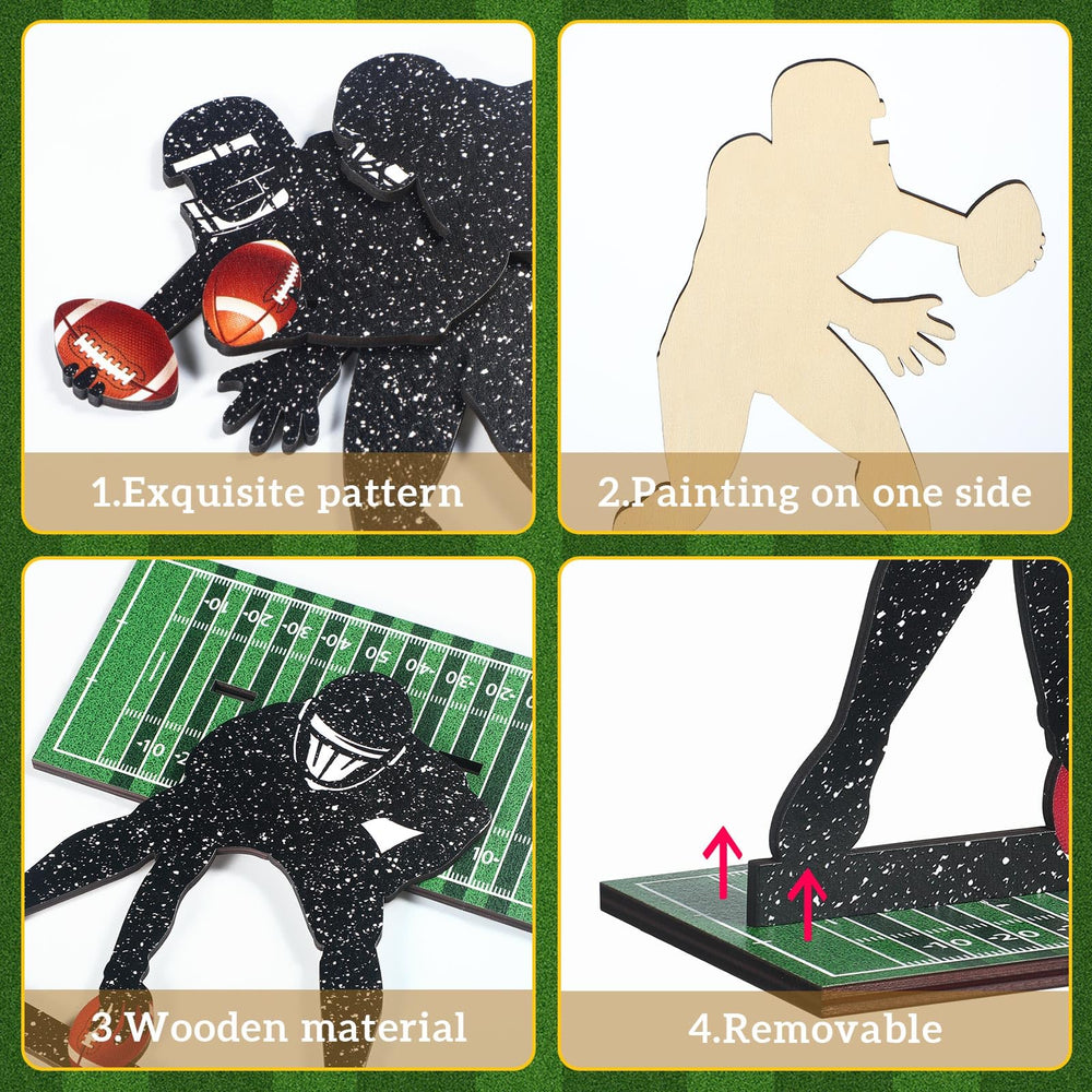 Geetery football player silhouette in action as table decor.