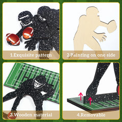 Geetery football player silhouette in action as table decor.