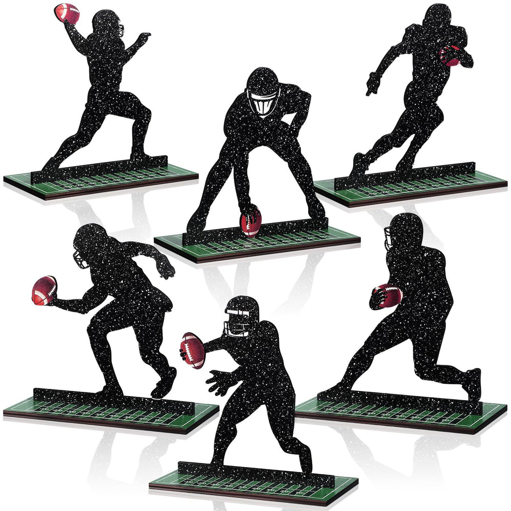 Geetery football player silhouette in-game centerpiece for football party decor.