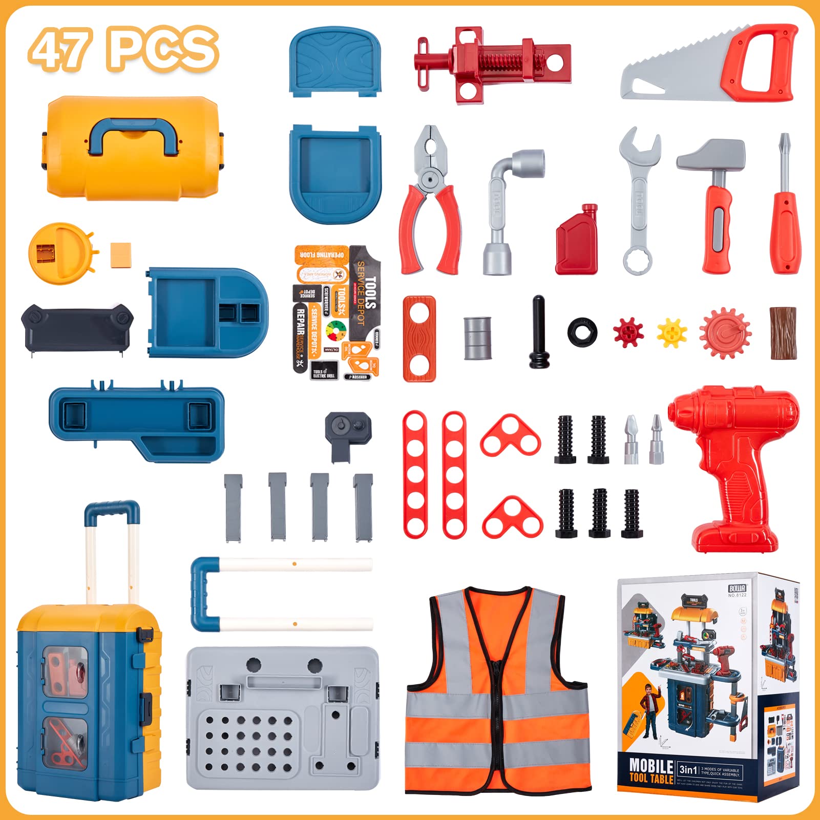 GEIYATOI tool bench 3-in-1 modes show versatile play options