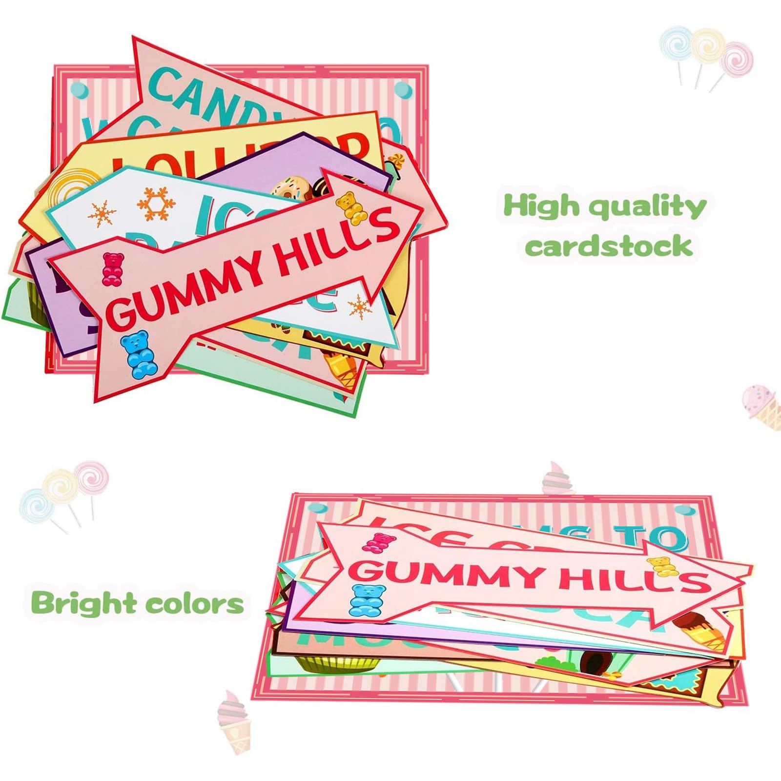 Gejoy candyland signs serve as charming photo props at celebrations.