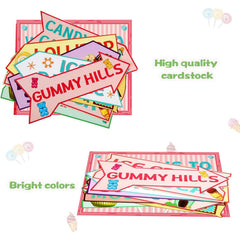 Gejoy candyland signs serve as charming photo props at celebrations.