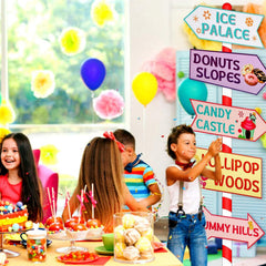 Gejoy Christmas and Halloween party decor enhances candy-themed setups.