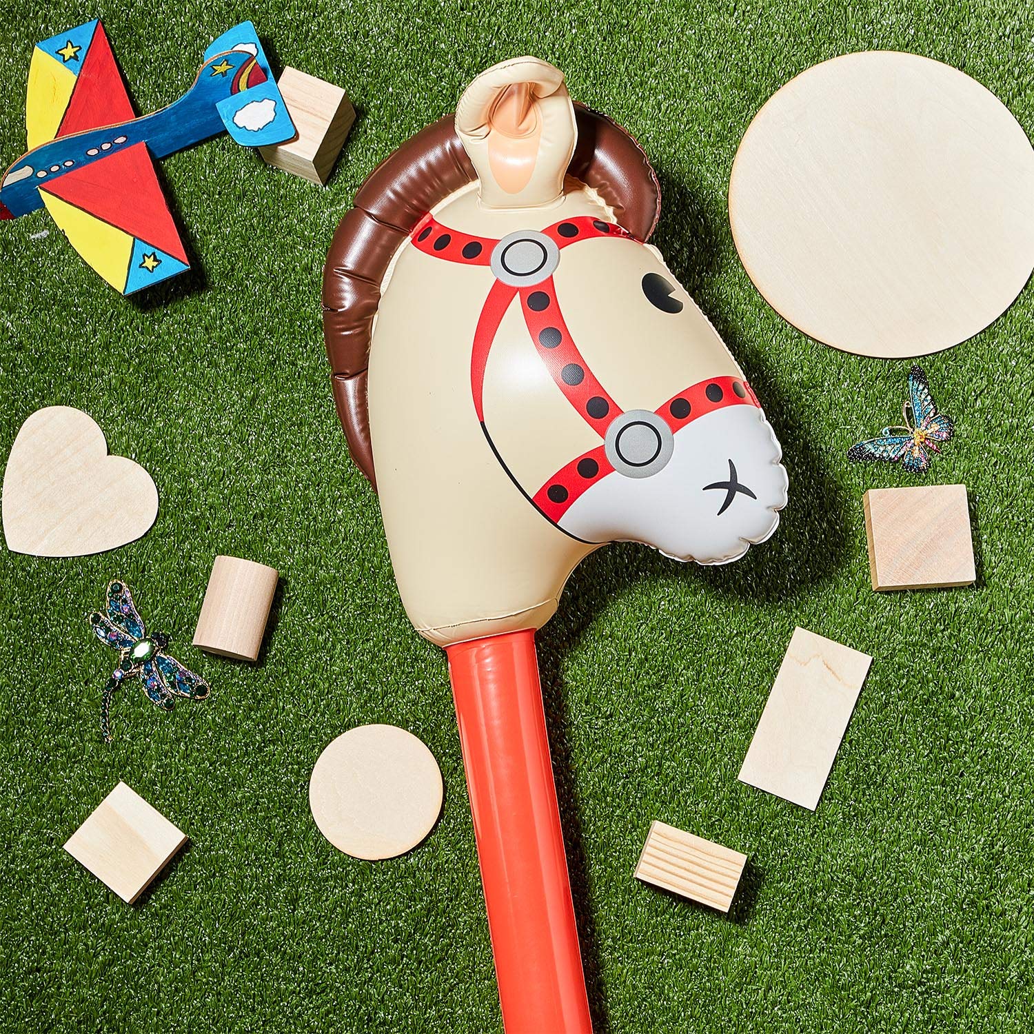 Gejoy decorative inflatable stick horse for events; not a toy.