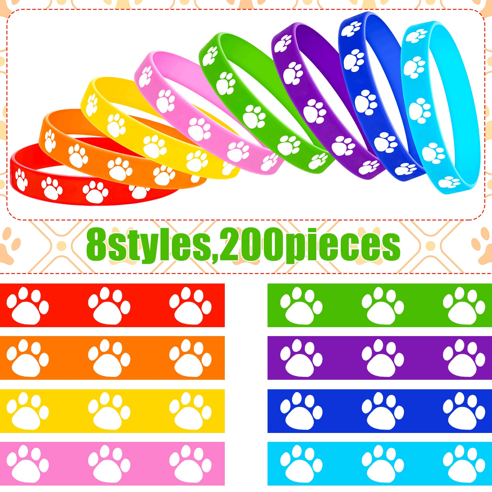 Gejoy paw-print bracelet close-up reveals soft, flexible silicone material for kid-friendly wear